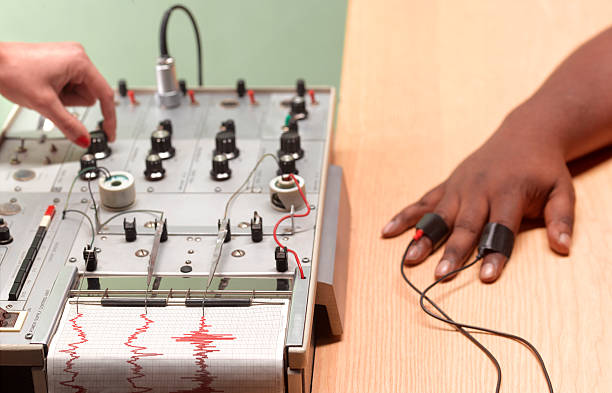 Polygraph Lie Detector Machine testing on guilty black hand